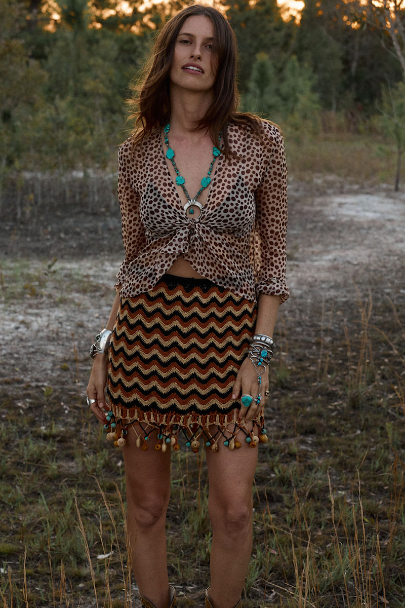 Mother of Pearl Silk Tie Blouse - polka dot - Chasing Unicorns