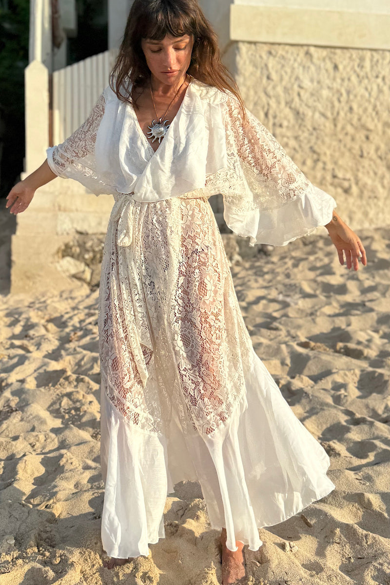 Mystical Magical Silk + Lace Wrap Maxi Dress Duster - Chasing Unicorns