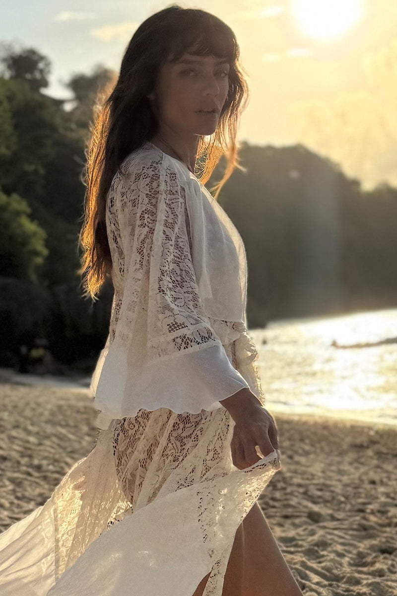 Mystical Magical Silk + Lace Wrap Maxi Dress Duster - Chasing Unicorns