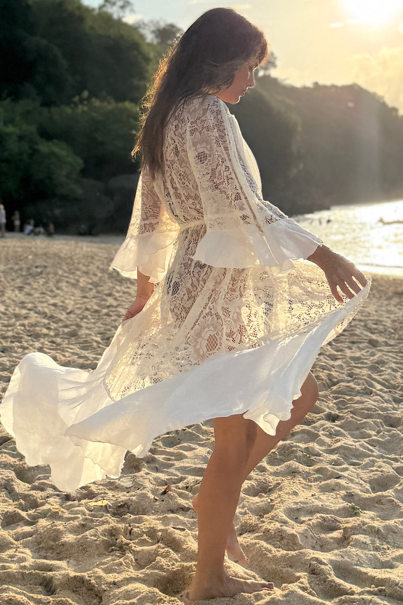 Mystical Magical Silk + Lace Wrap Maxi Dress Duster - Chasing Unicorns