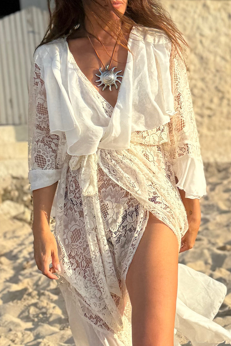 Mystical Magical Silk + Lace Wrap Maxi Dress Duster - Chasing Unicorns