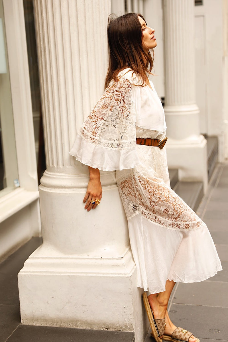 Mystical Magical Silk + Lace Wrap Maxi Dress Duster - Chasing Unicorns