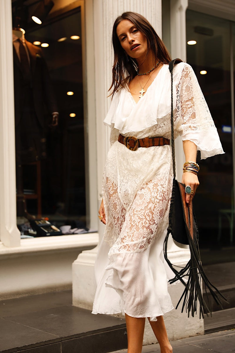 Mystical Magical Silk + Lace Wrap Maxi Dress Duster - Chasing Unicorns