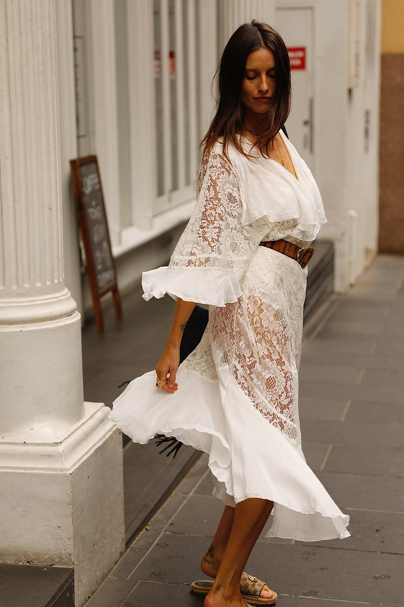 Mystical Magical Silk + Lace Wrap Maxi Dress Duster - Chasing Unicorns