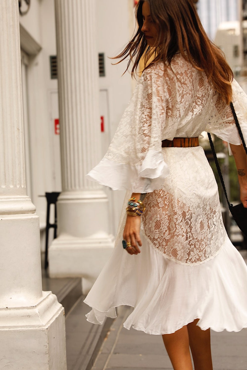 Mystical Magical Silk + Lace Wrap Maxi Dress Duster - Chasing Unicorns