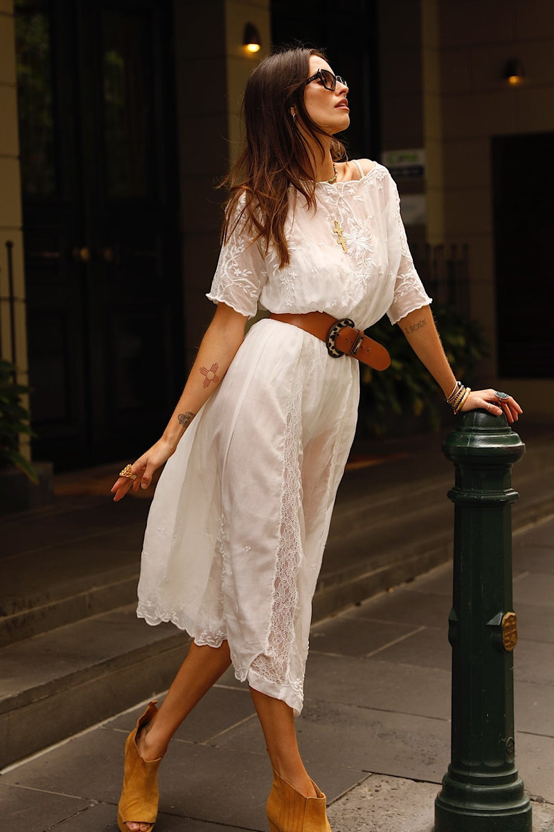 Natural Mystic Silk/Cotton Maxi Dress - Chasing Unicorns