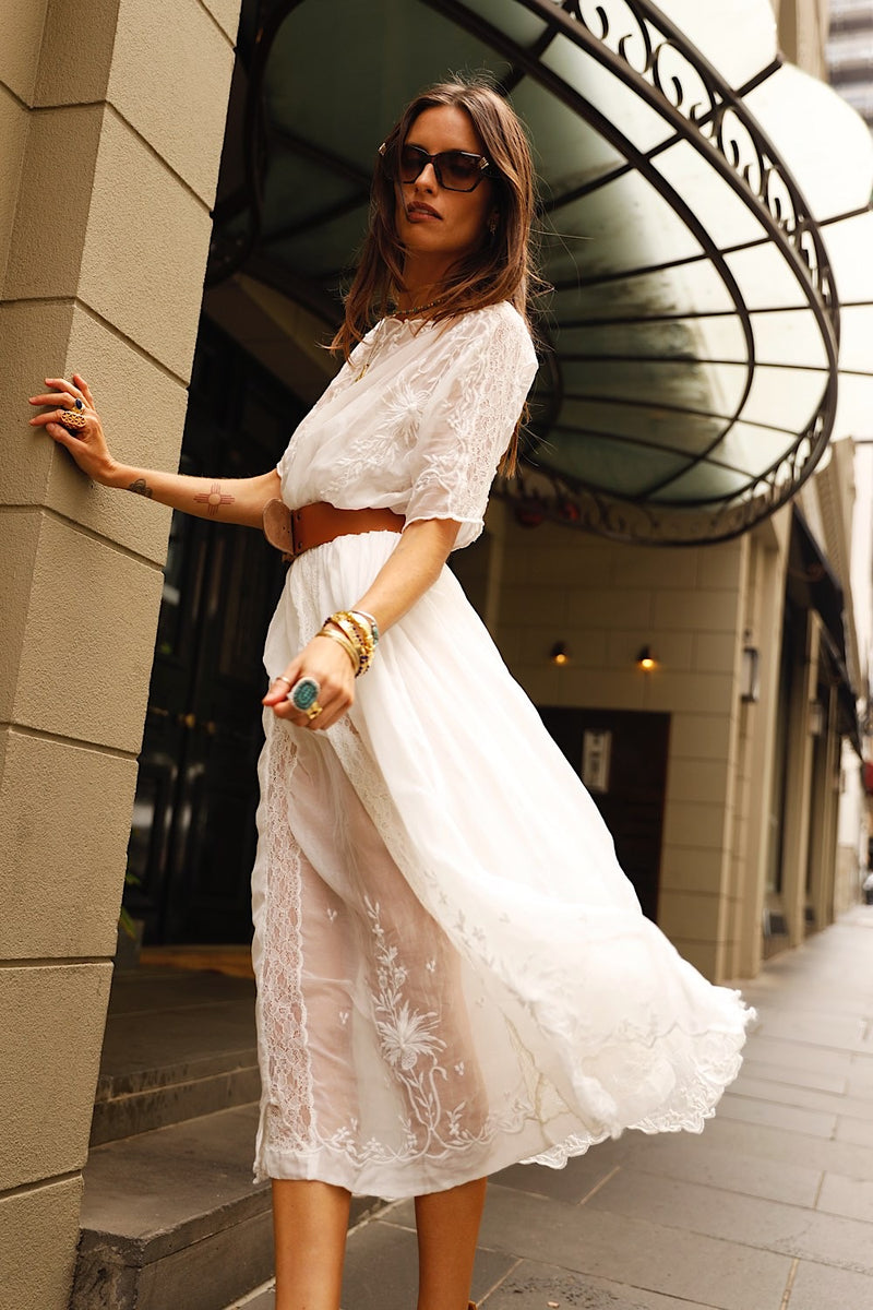 Natural Mystic Silk/Cotton Maxi Dress - Chasing Unicorns