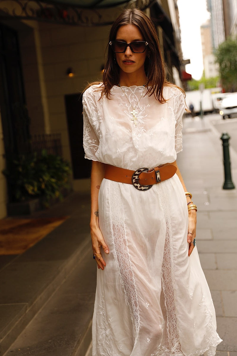 Natural Mystic Silk/Cotton Maxi Dress - Chasing Unicorns