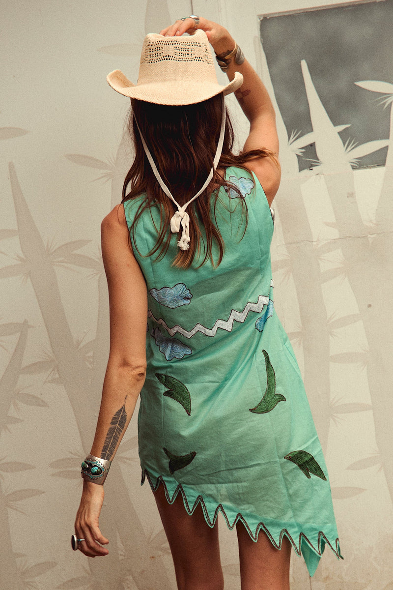 Never Ending Story Embroidered Mini Dress - Chasing Unicorns