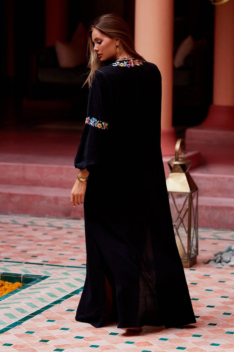 Never My Love Embroidered Cotton Maxi Dress - Chasing Unicorns