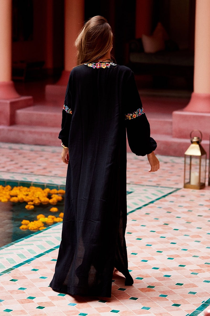 Never My Love Embroidered Cotton Maxi Dress - Chasing Unicorns