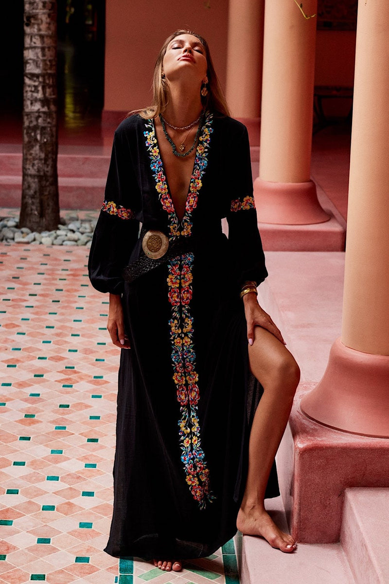 Never My Love Embroidered Cotton Maxi Dress - Chasing Unicorns