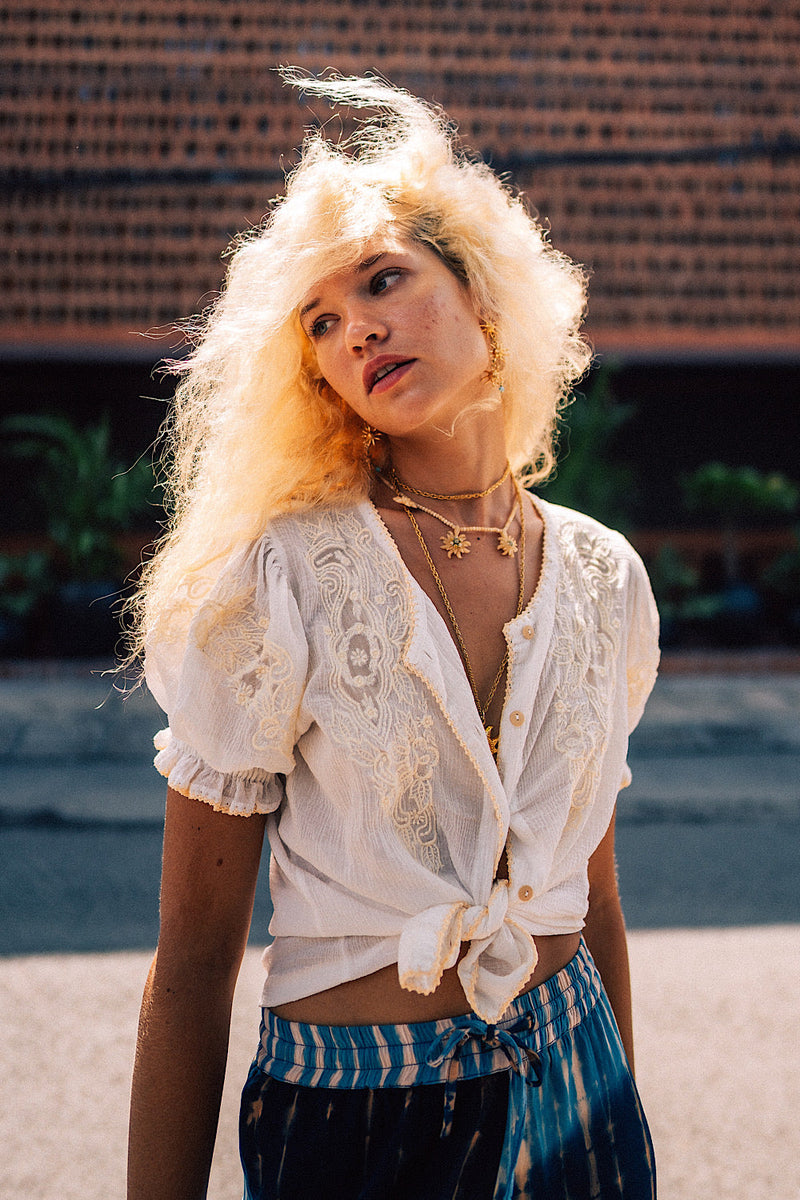 NEW Cotton Embroidered Blouse - Chasing Unicorns