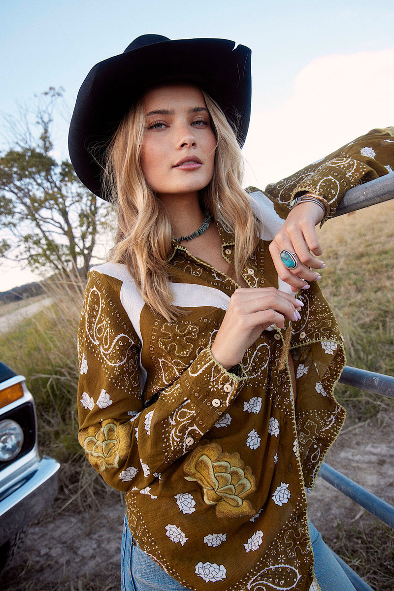 NEW Cotton Gauze Embroidered Long Sleeve Shirt - Chasing Unicorns