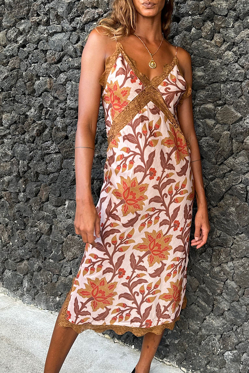 NEW Friend Of The Devil Backless Silk Slip Midi Dress - Chasing Unicorns