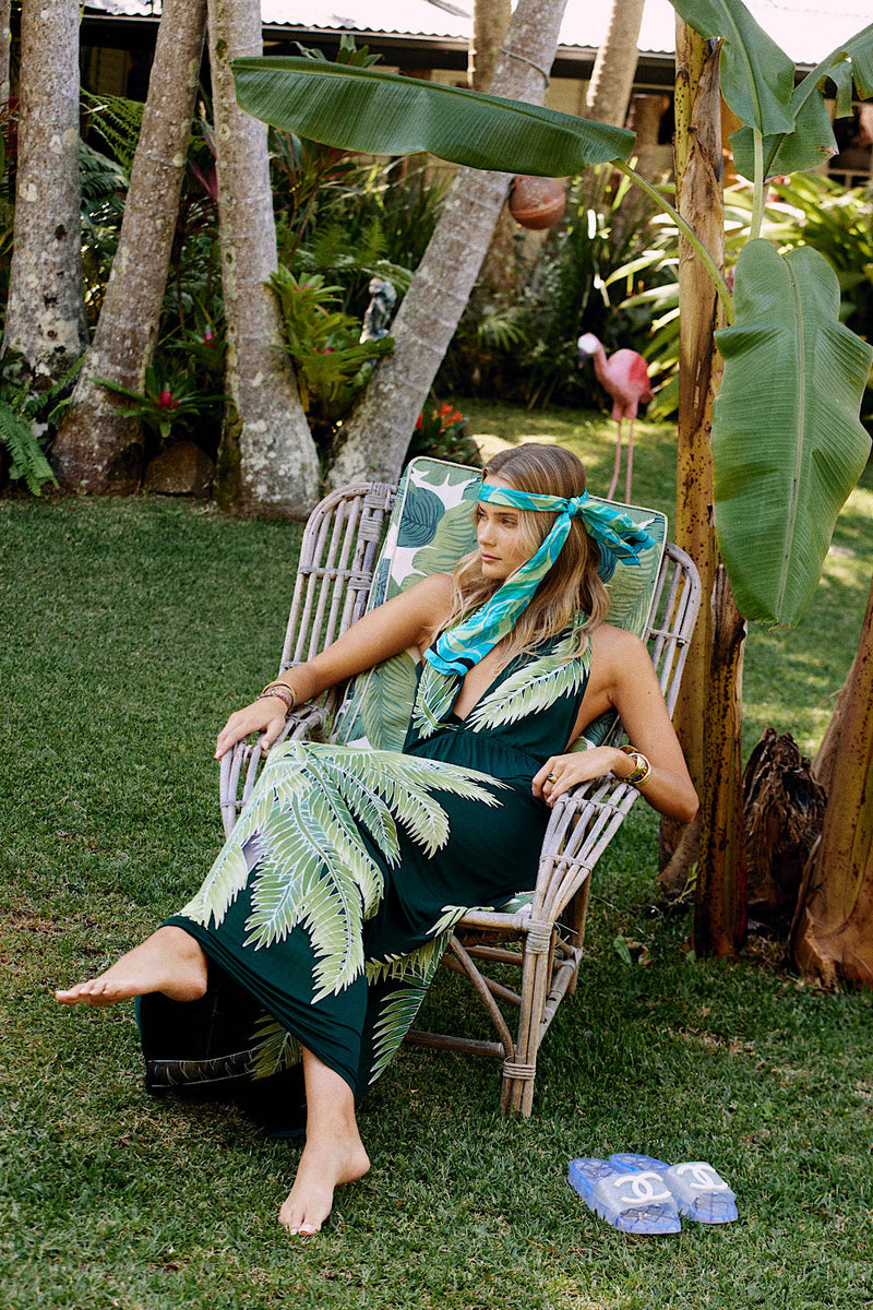 NEW Green Embroidered Palm Maxi Dress - Chasing Unicorns