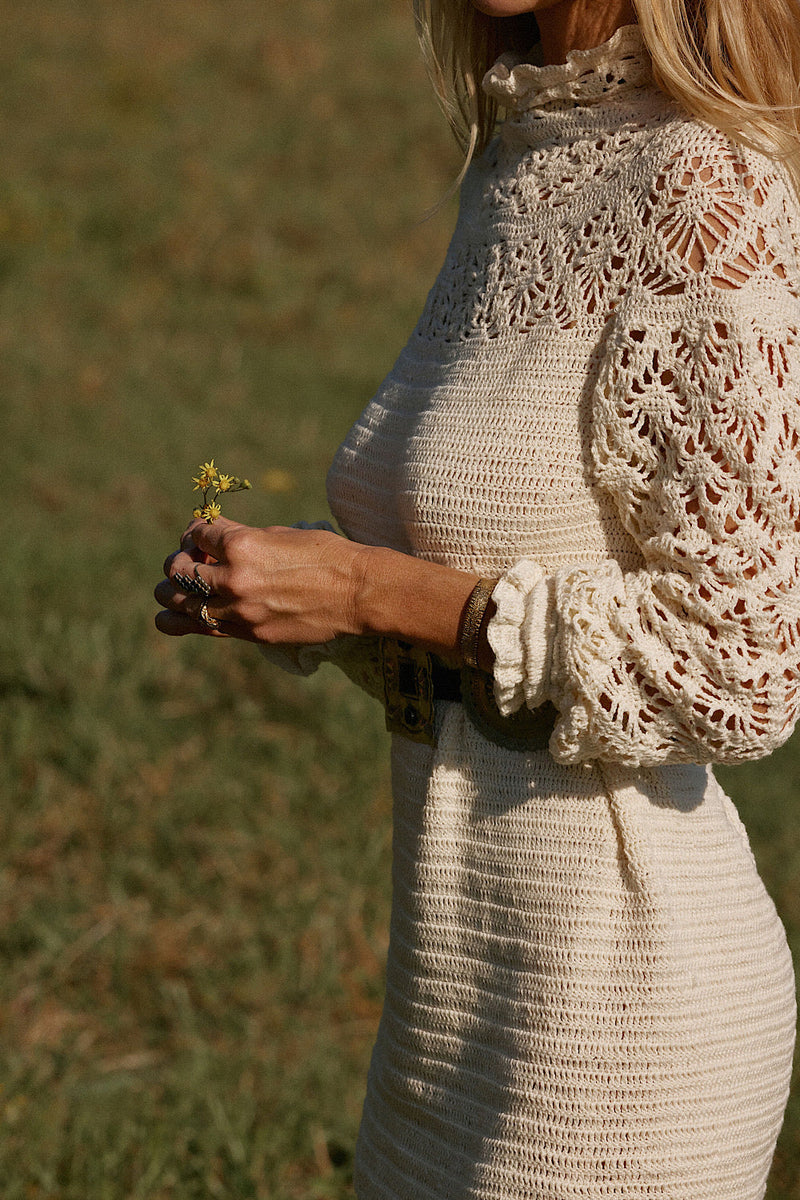 NEW Long Sleeve Crochet Mini Dress - Chasing Unicorns