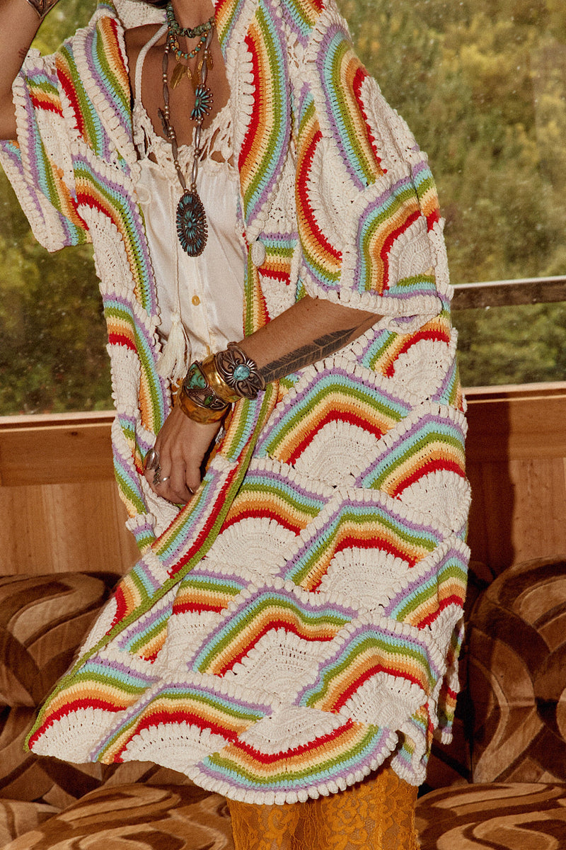 NEW Rainbow Let It Be Crochet Coat - Chasing Unicorns