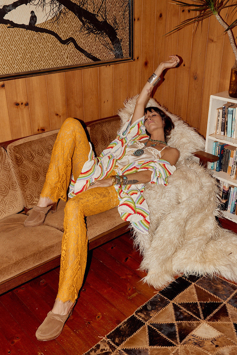 NEW Rainbow Let It Be Crochet Coat - Chasing Unicorns