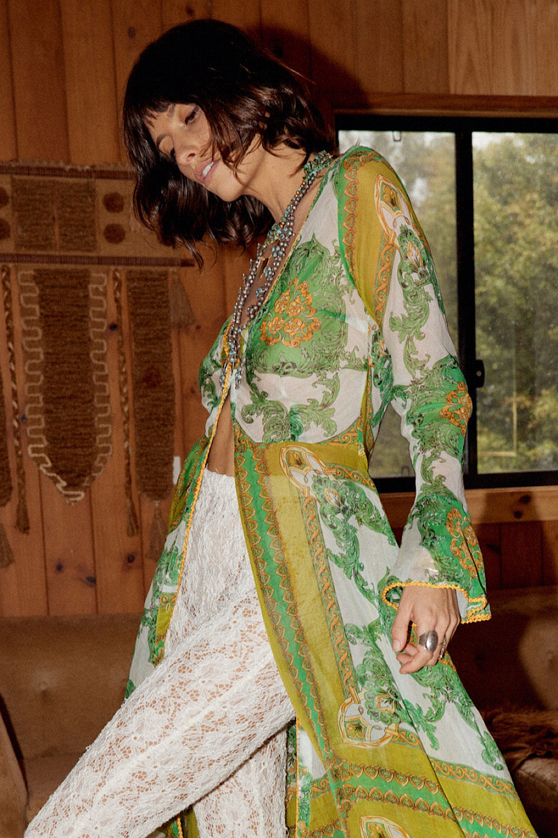 NEW Silk/Cotton Maxi Duster Dress - Verdant - Chasing Unicorns