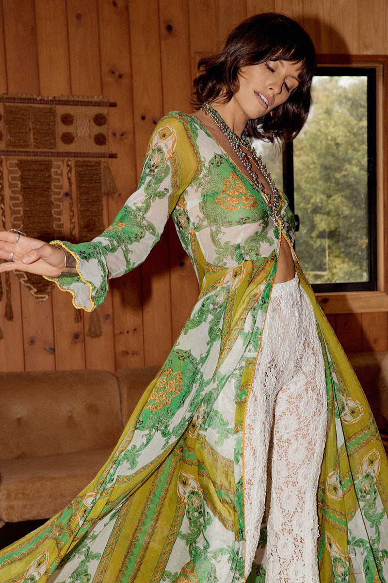 NEW Silk/Cotton Maxi Duster Dress - Verdant - Chasing Unicorns