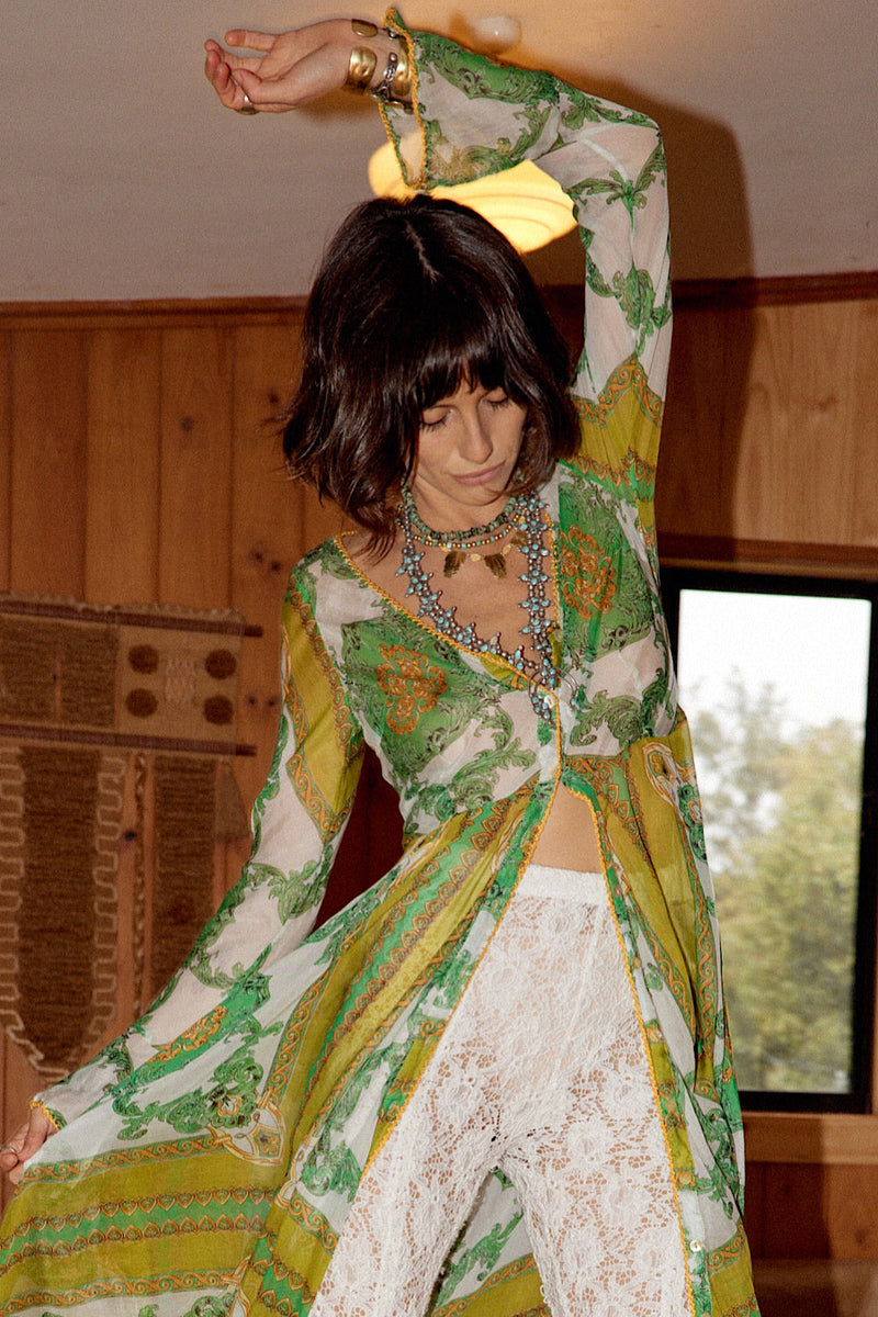 NEW Silk/Cotton Maxi Duster Dress - Verdant - Chasing Unicorns