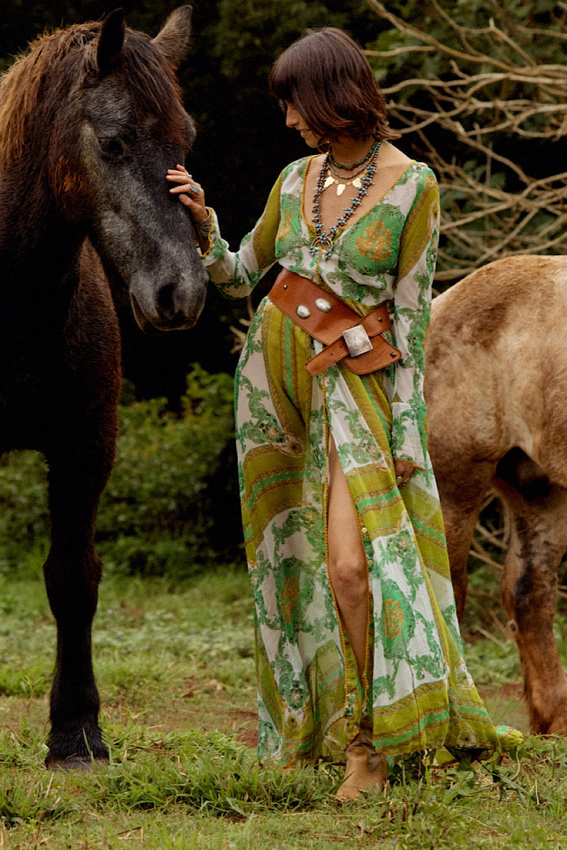 NEW Silk/Cotton Maxi Duster Dress - Verdant - Chasing Unicorns