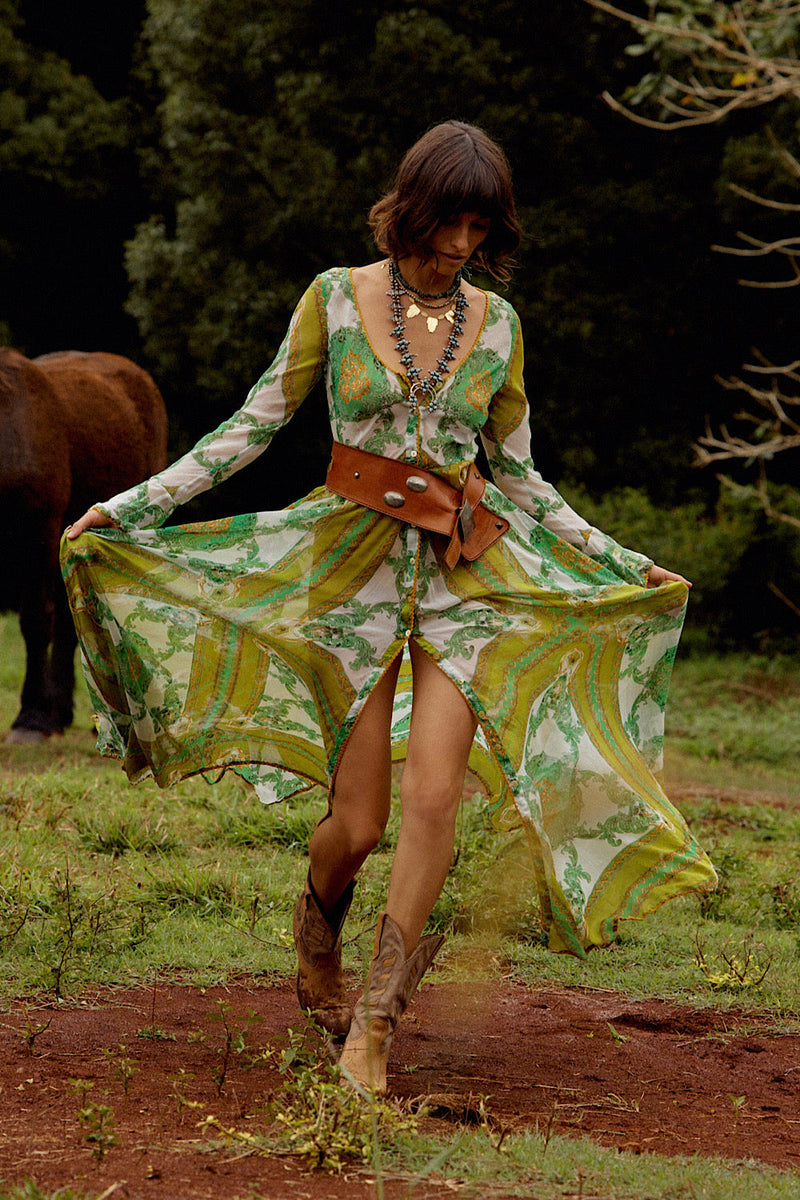 NEW Silk/Cotton Maxi Duster Dress - Verdant - Chasing Unicorns