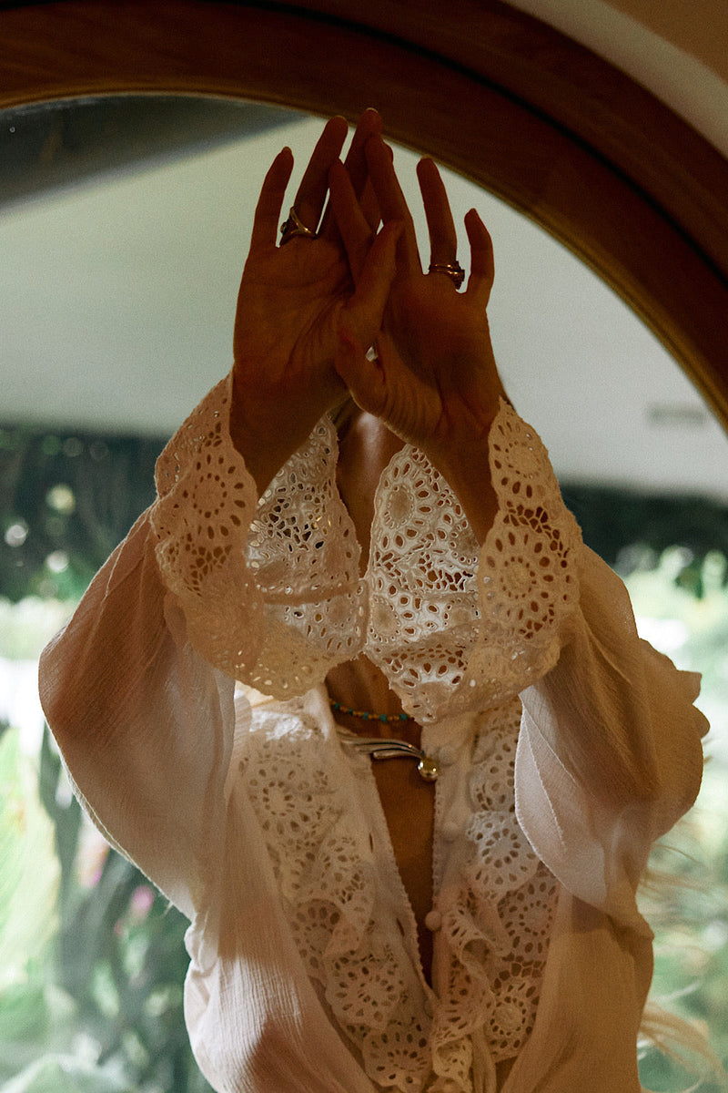 NEW White Flare Sleeve Silk Blouse - Chasing Unicorns