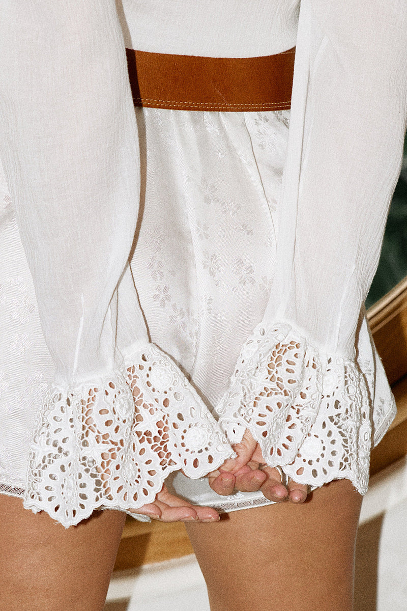 NEW White Flare Sleeve Silk Blouse - Chasing Unicorns