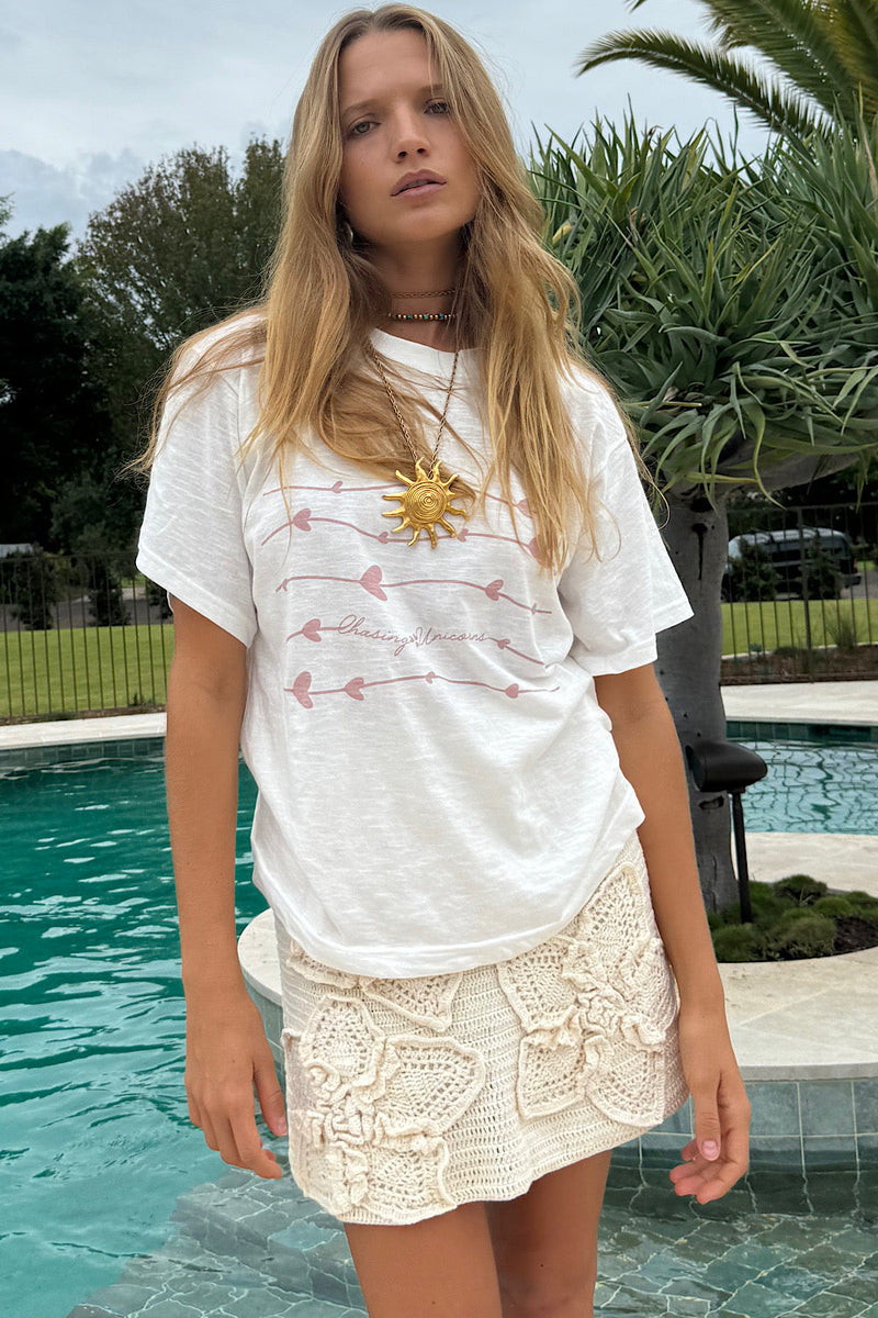 Organic Cotton Chasing Unicorns Tshirt - heart motif - Chasing Unicorns