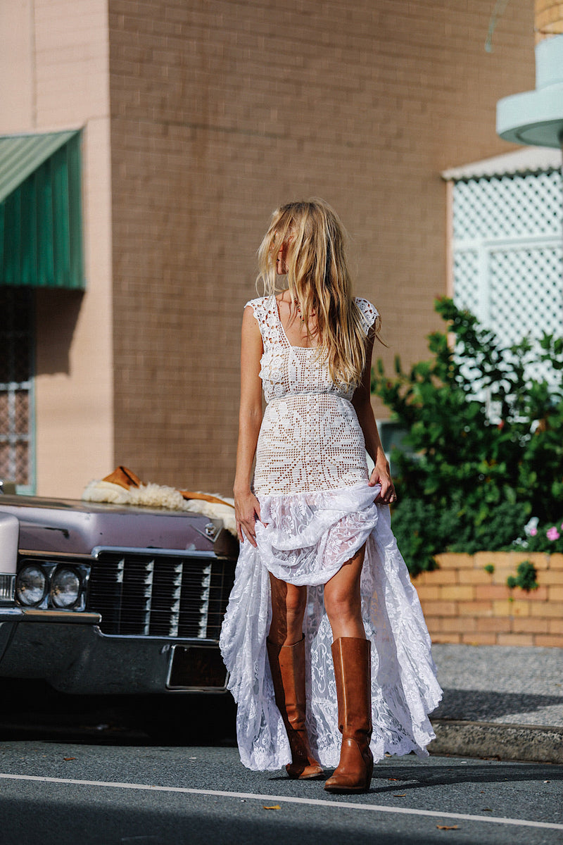 Somebody To Love Crochet And Lace Gown - Chasing Unicorns