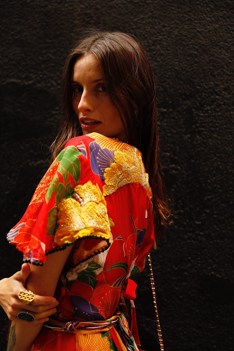 What I Did For Love Silk/Cotton Gauze, Embroidered + Midi Dress - Chasing Unicorns