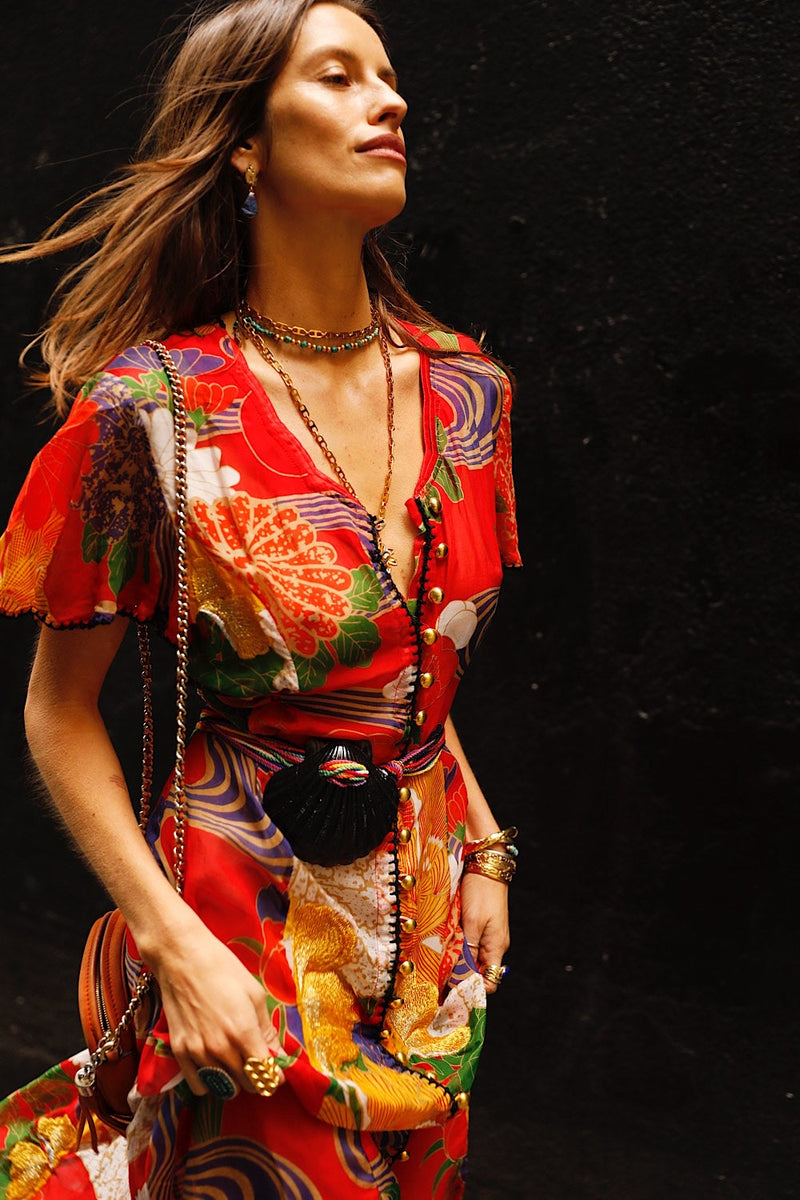 What I Did For Love Silk/Cotton Gauze, Embroidered + Midi Dress - Chasing Unicorns