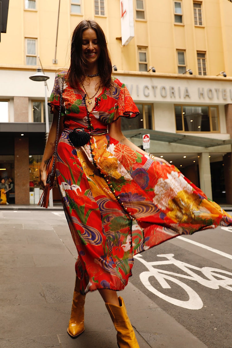 What I Did For Love Silk/Cotton Gauze, Embroidered + Midi Dress - Chasing Unicorns