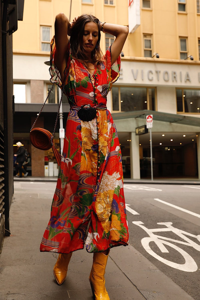 What I Did For Love Silk/Cotton Gauze, Embroidered + Midi Dress - Chasing Unicorns