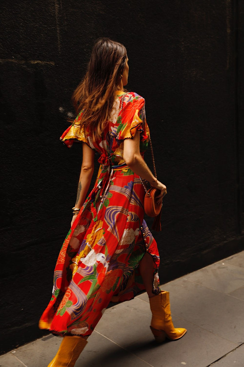 What I Did For Love Silk/Cotton Gauze, Embroidered + Midi Dress - Chasing Unicorns