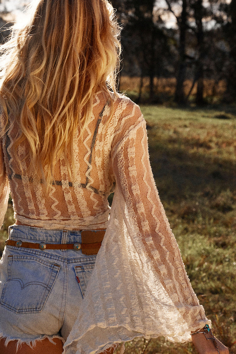 White Cloud Lace Tie Blouse - Chasing Unicorns