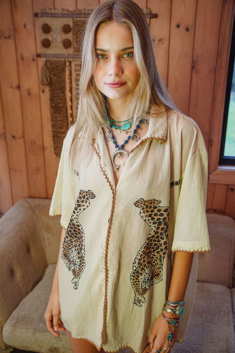 Wild Side Cheetah Cotton Short Sleeve Shirt - Chasing Unicorns