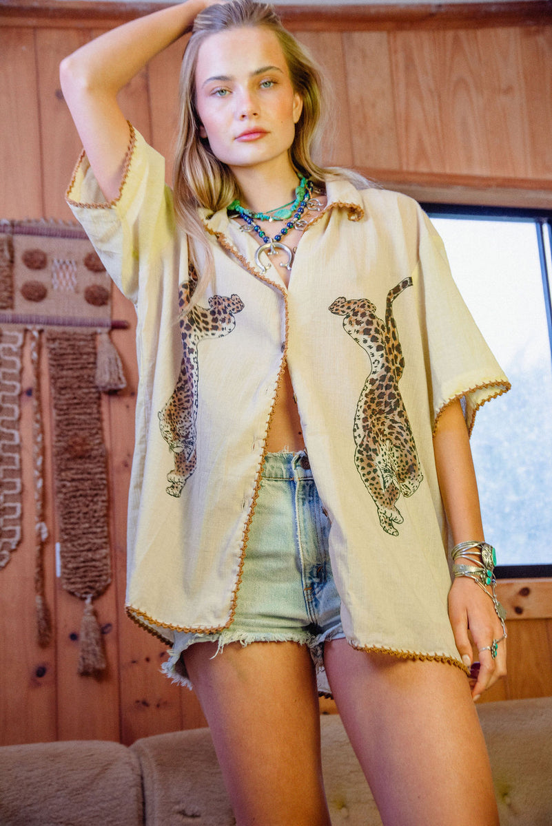 Wild Side Cheetah Cotton Short Sleeve Shirt - Chasing Unicorns