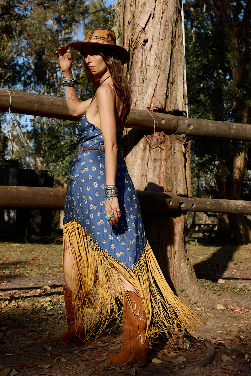 Wonderful Tonight Silk + Fringe Slip Dress - Daisy - Chasing Unicorns