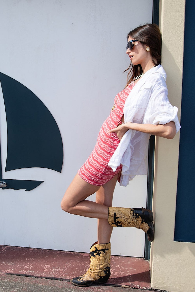 Work It Out Beaded Mini Dress - Watermelon - Chasing Unicorns