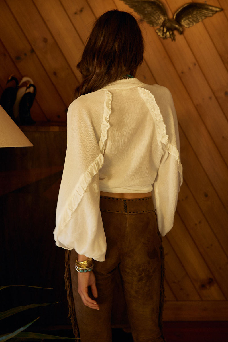 A New Day For Love Cotton Gauze Cutwork Mesh Blouse - Chasing Unicorns