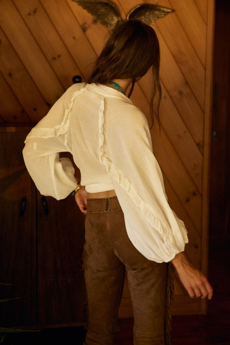 A New Day For Love Cotton Gauze Cutwork Mesh Blouse - Chasing Unicorns