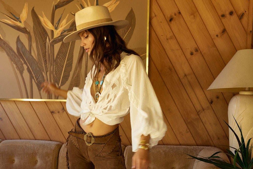 A New Day For Love Cotton Gauze Cutwork Mesh Blouse - Chasing Unicorns