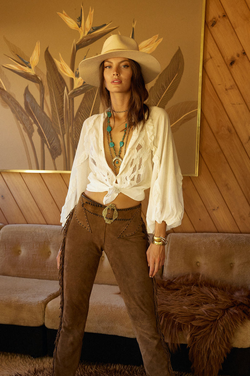 A New Day For Love Cotton Gauze Cutwork Mesh Blouse - Chasing Unicorns