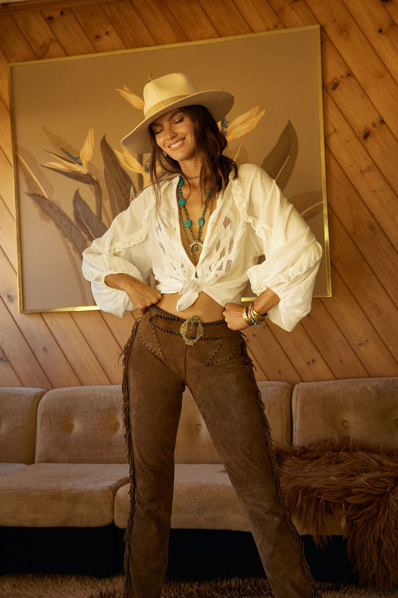 A New Day For Love Cotton Gauze Cutwork Mesh Blouse - Chasing Unicorns