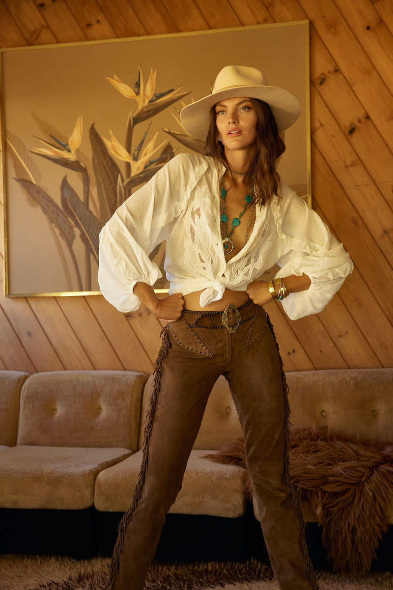 A New Day For Love Cotton Gauze Cutwork Mesh Blouse - Chasing Unicorns