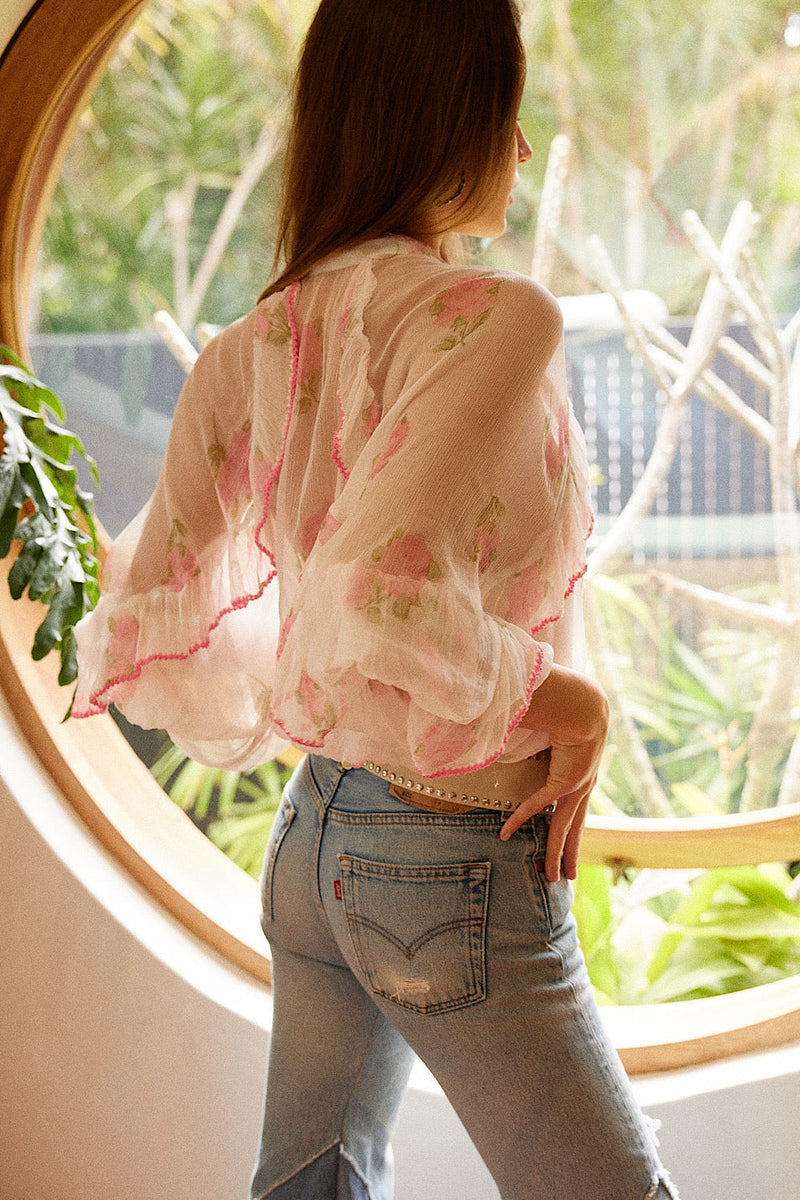 A New Day For Love Poet Sleeve Blouse - Rose - Chasing Unicorns