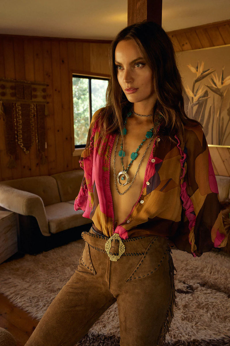 A New Day For Love Silk Blouse - Bold Floral - Chasing Unicorns